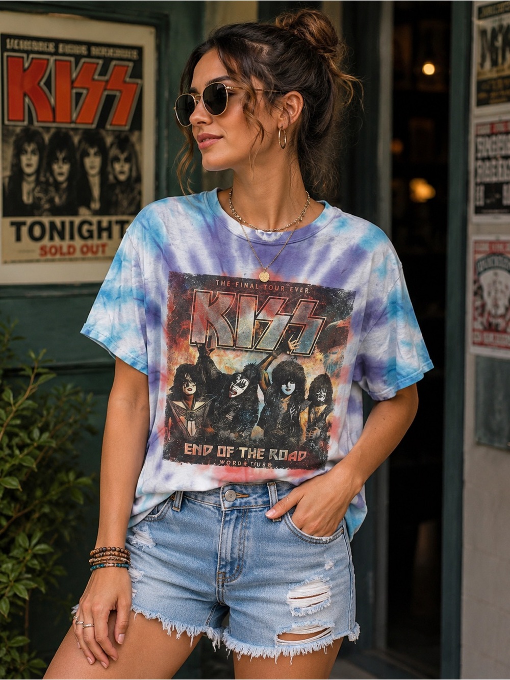 KISS Tie-Dye concert T-Shirt - Blue and Purple